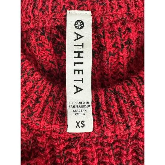Athleta XS Sierra Wool Blend Crew Chunky Knit Sweater Candy Red Marl - Picture 7 of 10